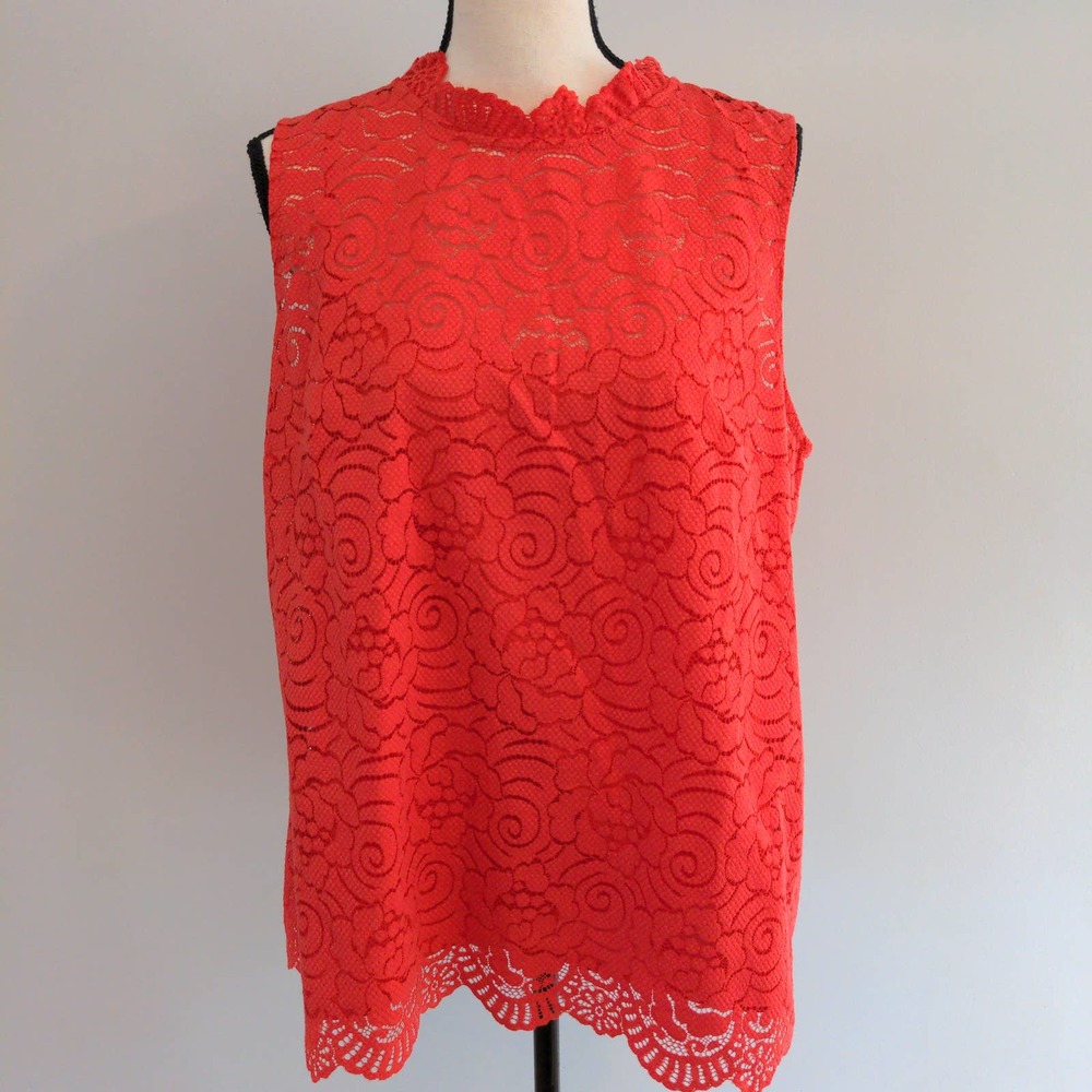 NWT Banana Republic Salmon Lace Sleeveless Linwd Top Size XL